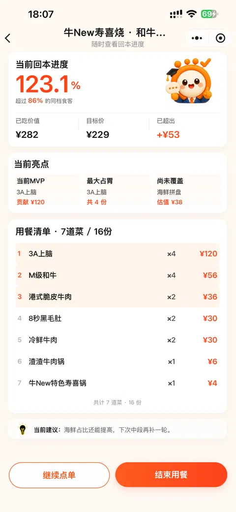 当前回本进度